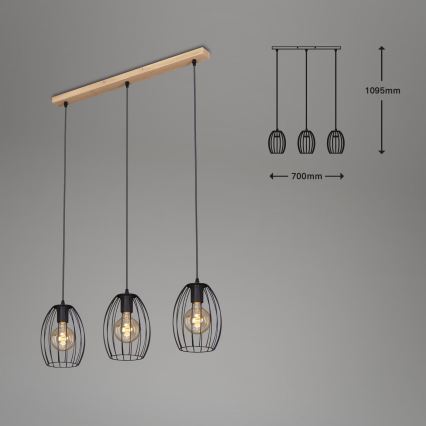 Brilo - Подвесная люстра WAKTU 3xE27/60W/230V каучук
