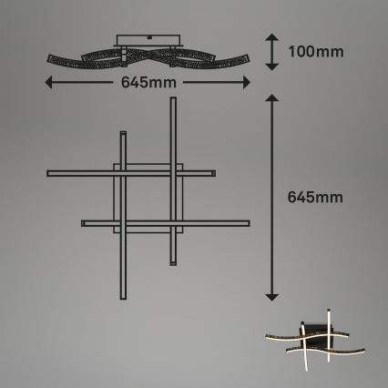 Brilo - Пристельова LED люстра REY 4xLED/6W/230V чорний
