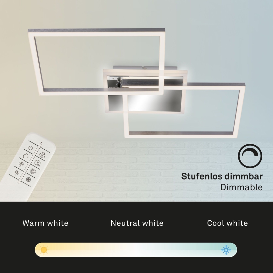 Brilo - Пристельова LED люстра з регулюванням яскравості FRAME 2xLED/20W/230V 2700-6500K + пульт дистанційного керування