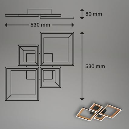 Brilo - Пристельова LED люстра з регулюванням яскравості FRAME LED/38W/230V