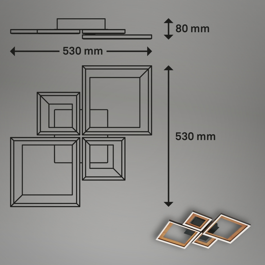 Brilo - Пристельова LED люстра з регулюванням яскравості FRAME LED/38W/230V