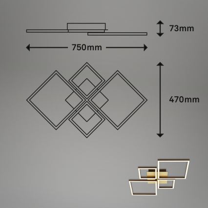 Brilo - Пристельова LED люстра з регулюванням яскравості FRAME LED/44W/230V