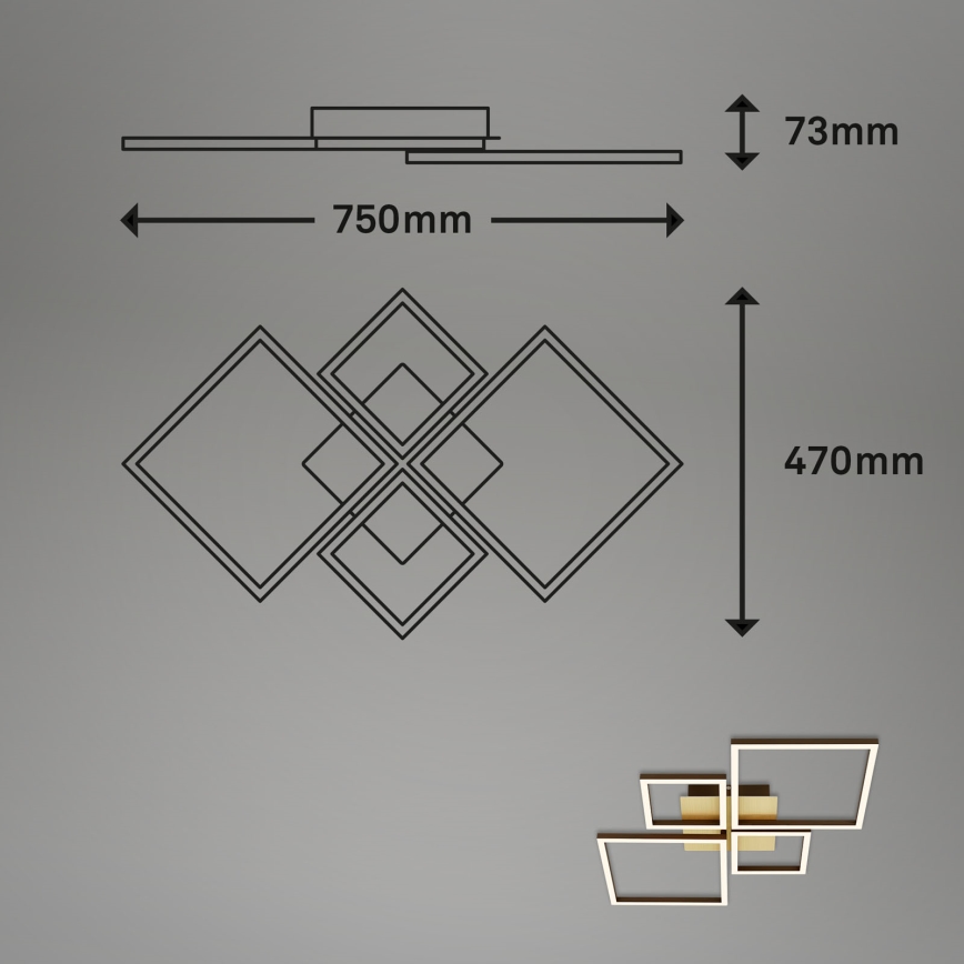 Brilo - Пристельова LED люстра з регулюванням яскравості FRAME LED/44W/230V