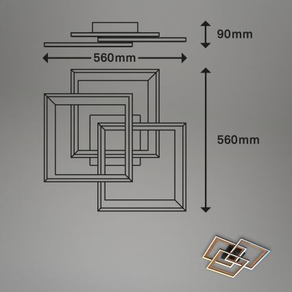 Brilo - Пристельова LED люстра з регулюванням яскравості FRAME LED/45W/230V 2700-6500K + пульт дистанційного керування