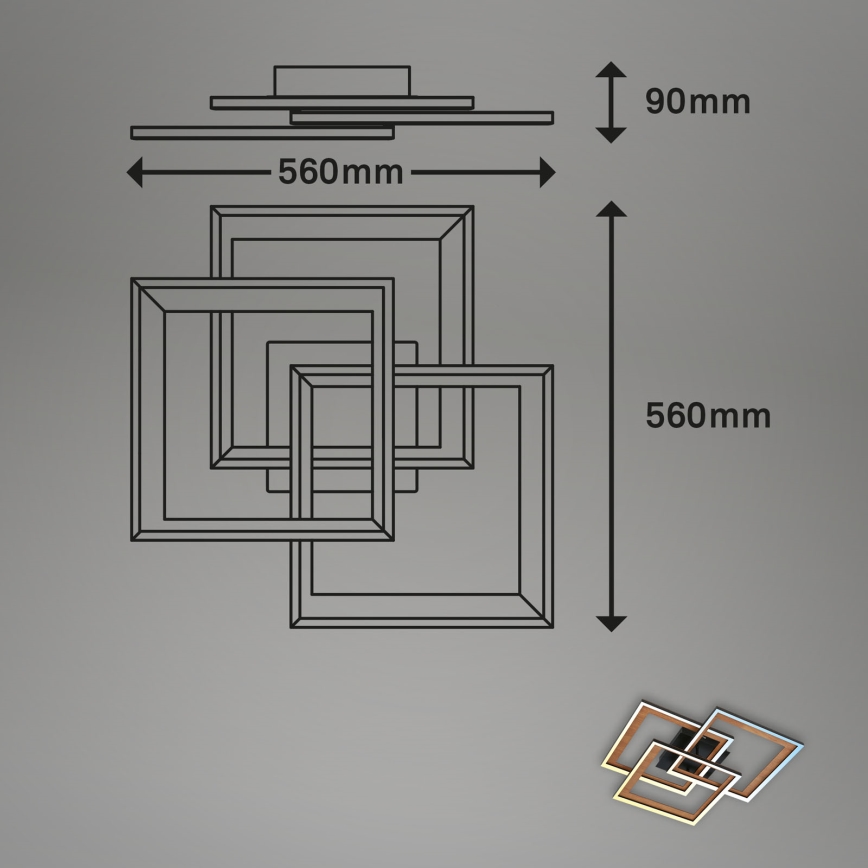 Brilo - Пристельова LED люстра з регулюванням яскравості FRAME LED/45W/230V 2700-6500K + пульт дистанційного керування