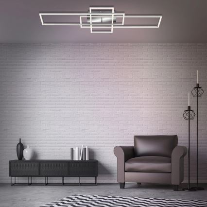 Brilo - Пристельова LED люстра з регулюванням яскравості FRAME LED/51W/230V 2700-5000K матовий хром + пульт дистанційного керування