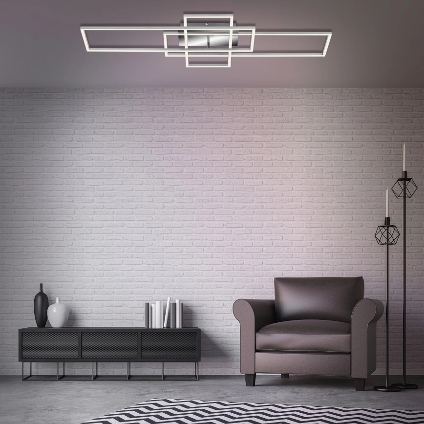 Brilo - Пристельова LED люстра з регулюванням яскравості FRAME LED/51W/230V 2700-5000K матовий хром + пульт дистанційного керування