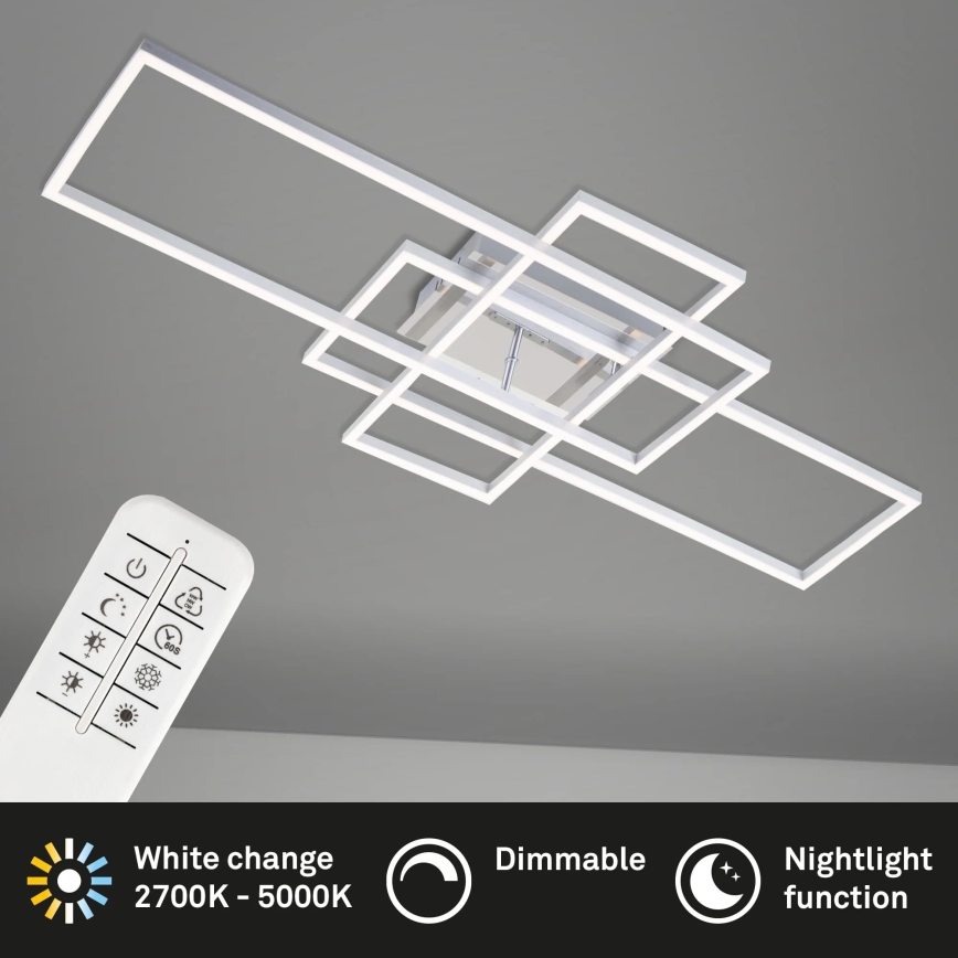 Brilo - Пристельова LED люстра з регулюванням яскравості FRAME LED/51W/230V 2700-5000K матовий хром + пульт дистанційного керування