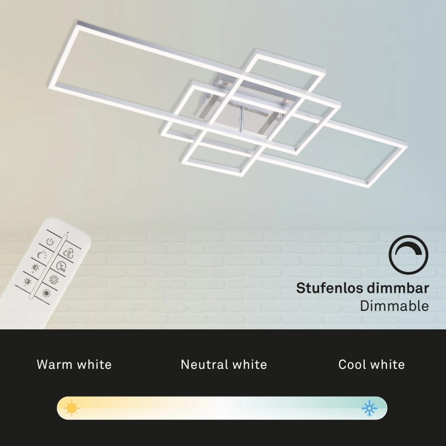 Brilo - Пристельова LED люстра з регулюванням яскравості FRAME LED/51W/230V 2700-5000K матовий хром + пульт дистанційного керування