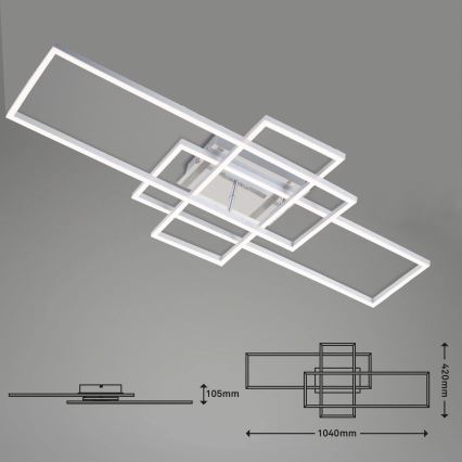 Brilo - Пристельова LED люстра з регулюванням яскравості FRAME LED/51W/230V 2700-5000K матовий хром + пульт дистанційного керування
