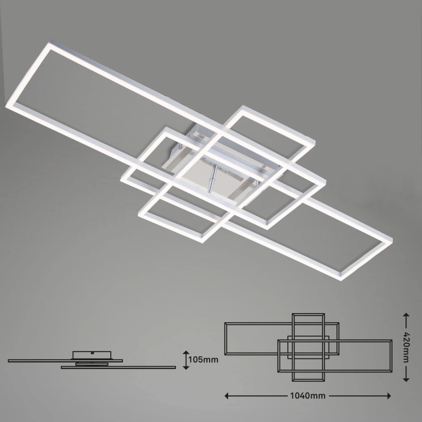 Brilo - Пристельова LED люстра з регулюванням яскравості FRAME LED/51W/230V 2700-5000K матовий хром + пульт дистанційного керування