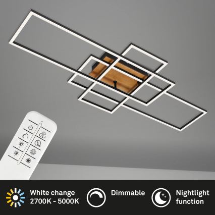 Brilo - Пристельова LED люстра з регулюванням яскравості FRAME LED/51W/230V 2700-5000K чорний/коричневий + пульт дистанційного керування