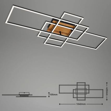 Brilo - Пристельова LED люстра з регулюванням яскравості FRAME LED/51W/230V 2700-5000K чорний/коричневий + пульт дистанційного керування