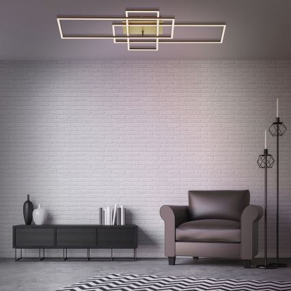 Brilo - Пристельова LED люстра з регулюванням яскравості FRAME LED/51W/230V 2700-5000K коричневий/золотий + пульт дистанційного керування
