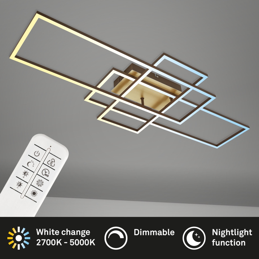 Brilo - Пристельова LED люстра з регулюванням яскравості FRAME LED/51W/230V 2700-5000K коричневий/золотий + пульт дистанційного керування