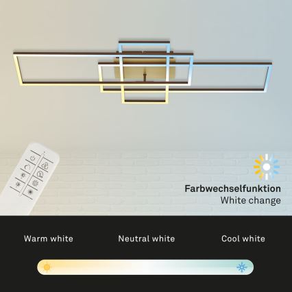 Brilo - Пристельова LED люстра з регулюванням яскравості FRAME LED/51W/230V 2700-5000K коричневий/золотий + пульт дистанційного керування