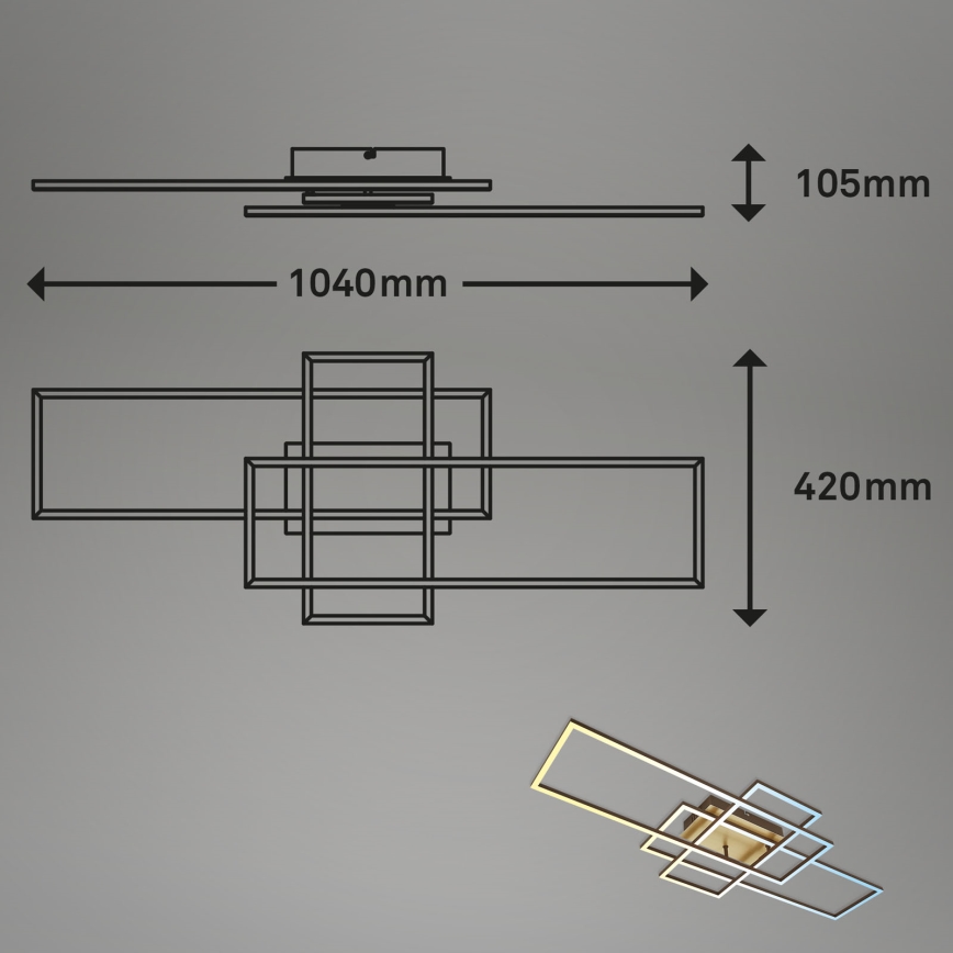 Brilo - Пристельова LED люстра з регулюванням яскравості FRAME LED/51W/230V 2700-5000K коричневий/золотий + пульт дистанційного керування