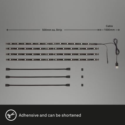 Brilo - Світлодіодна RGBW стрічка з регулюванням яскравості для телевізора 3 м LED/2,5 Вт/USB + пульт дистанційного керування