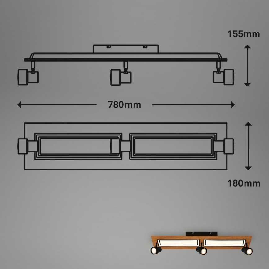 Brilo - Стельовий LED світильник LED/24W/230V + 3xGU10/9W 3000K