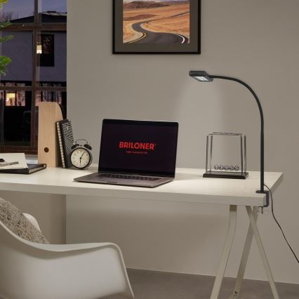 Brilo - Светодиодная гибкая настольная лампа с зажимом TRASNA LED/7,5W/230V черный