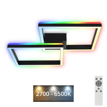 Brilo - Светодиодная припотолочная RGBW-люстра с регулированием яркости FRAME 2xLED/17W/230V 2700-6500K + дистанционное управление
