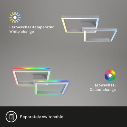 Brilo - Светодиодная припотолочная RGBW-люстра с регулированием яркости FRAME 2xLED/17W/230V 2700-6500K + дистанционное управление