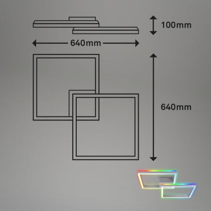 Brilo - Светодиодная припотолочная RGBW-люстра с регулированием яркости FRAME 2xLED/17W/230V 2700-6500K + дистанционное управление