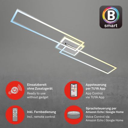 Brilo - Светодиодная припотолочная люстра с регулированием яркости FRAME 2xLED/20W/230V 2700-6500K Wi-Fi Tuya + дистанционное управление