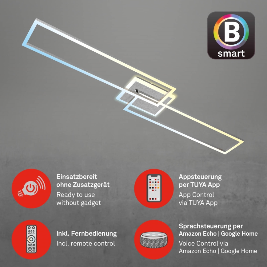 Brilo - Светодиодная припотолочная люстра с регулированием яркости FRAME 2xLED/20W/230V 2700-6500K Wi-Fi Tuya + дистанционное управление