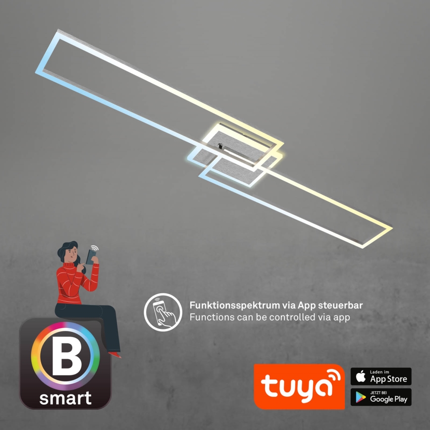 Brilo - Светодиодная припотолочная люстра с регулированием яркости FRAME 2xLED/20W/230V 2700-6500K Wi-Fi Tuya + дистанционное управление