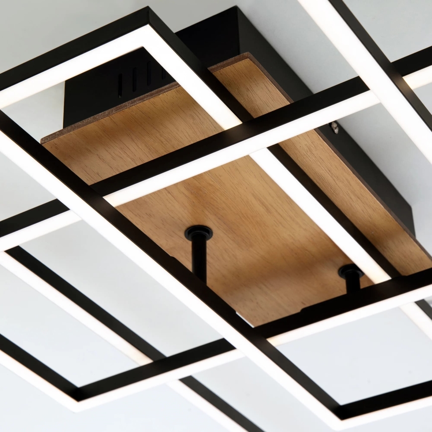 Brilo - Светодиодная припотолочная люстра с регулированием яркости FRAME LED/51W/230V 2700-5000K черный/коричневый + дистанционное управление