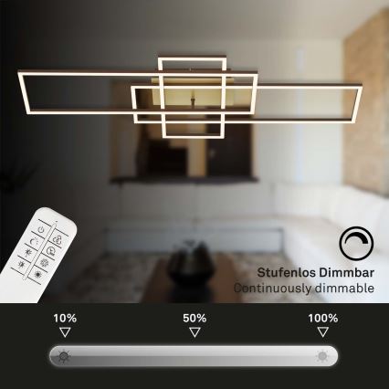 Brilo - Светодиодная припотолочная люстра с регулированием яркости FRAME LED/51W/230V 2700-5000K коричневый/золотистый + дистанционное управление