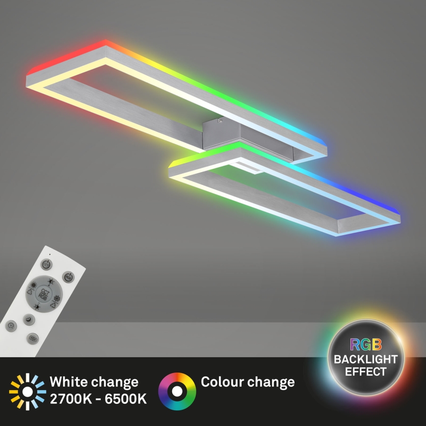 Brilo - Светодиодная припотолочная RGBW-люстра с регулированием яркости FRAME 2xLED/21W/230V 2700-6500K + дистанционное управление