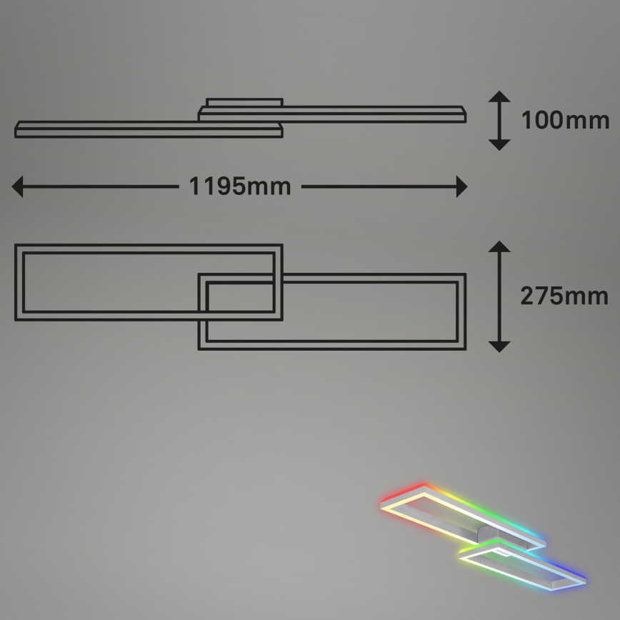 Brilo - Светодиодная припотолочная RGBW-люстра с регулированием яркости FRAME 2xLED/21W/230V 2700-6500K + дистанционное управление