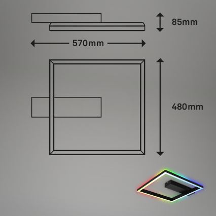 Brilo - Светодиодная припотолочная RGBW-люстра с регулированием яркости FRAME LED/18W/230V 2700-6500K + дистанционное управление