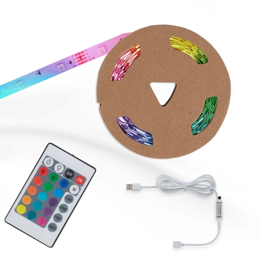 Brilo - Светодиодная RGB-лента с регулированием яркости 6,6 м LED/6W/USB + дистанционное управление