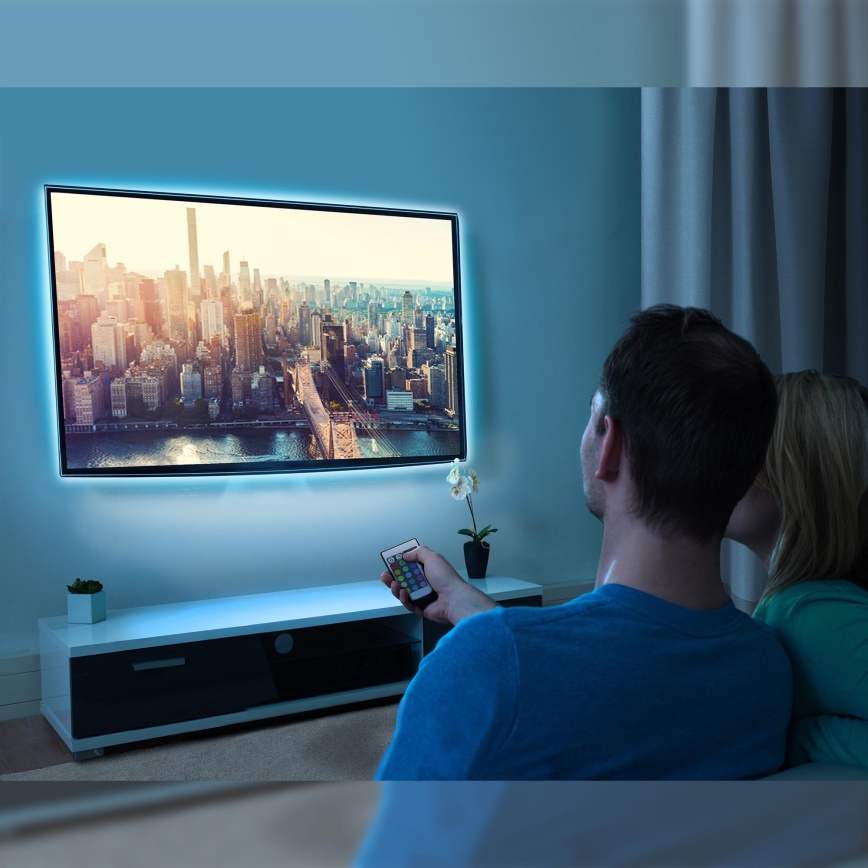 Brilo - Светодиодная RGBW-лента для ТВ с регулированием яркости 3 м LED/2,5W/USB + дистанционное управление