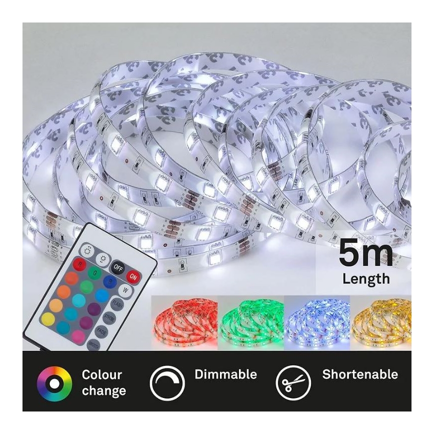 Brilo - Светодиодная RGBW-лента с регулированием яркости 6,5 м LED/22W/230V + дистанционное управление
