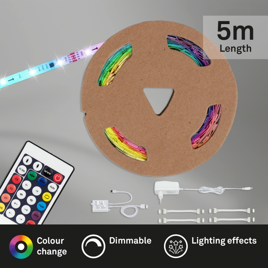 Brilo - Светодиодная RGBW-лента с регулированием яркости 6,5 м LED/24W/230V + дистанционное управление