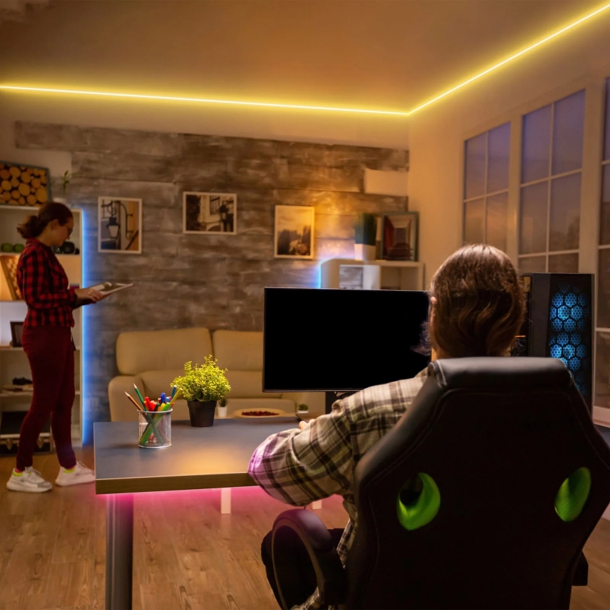 Brilo - Светодиодная RGBW-лента с регулированием яркости MUSIC 6,65 м LED/18W/230V Wi-Fi Tuya + дистанционное управление