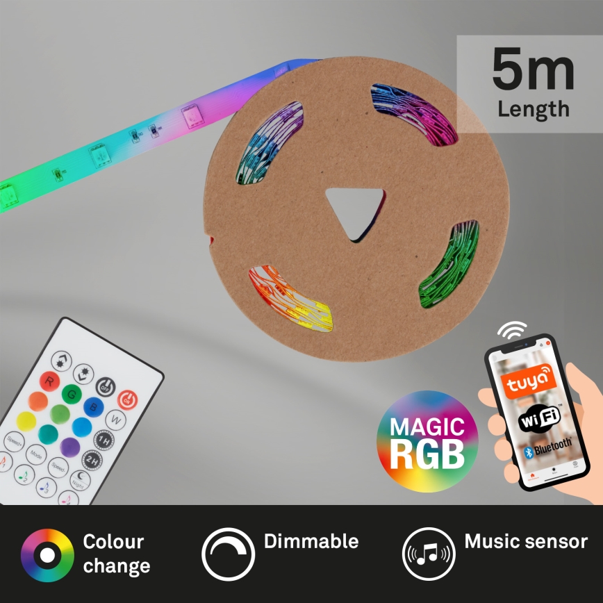 Brilo - Светодиодная RGBW-лента с регулированием яркости MUSIC 6,65 м LED/18W/230V Wi-Fi Tuya + дистанционное управление