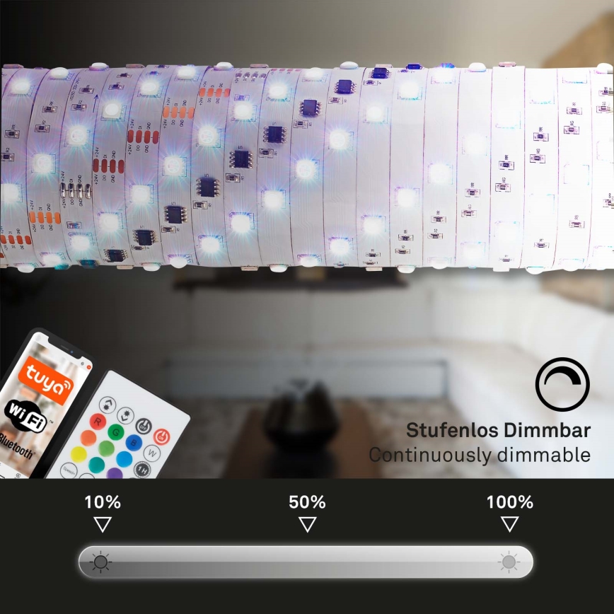Brilo - Светодиодная RGBW-лента с регулированием яркости MUSIC 6,65 м LED/18W/230V Wi-Fi Tuya + дистанционное управление