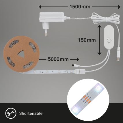 Brilo - Светодиодная RGBW-лента с регулированием яркости MUSIC 6,65 м LED/18W/230V Wi-Fi Tuya + дистанционное управление