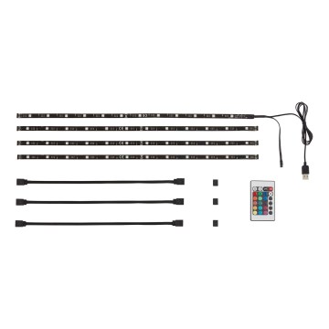 Brilo - Светодиодная RGBW лента с регулировкой яркости для ТВ 3 м LED/2,5 Вт/USB + пульт дистанционного управления