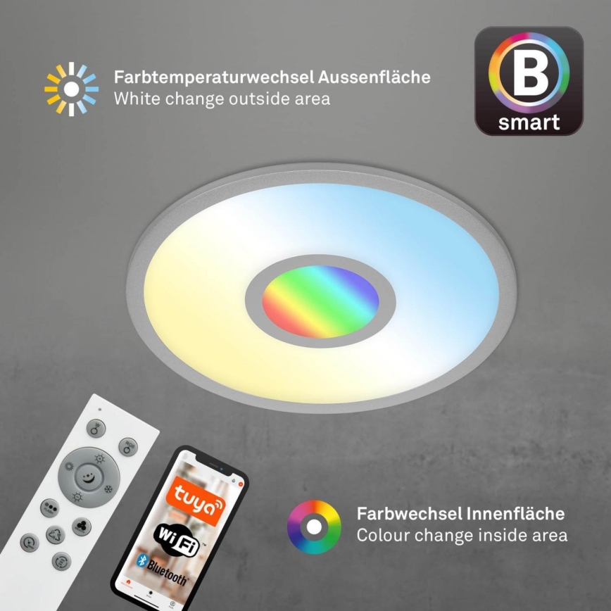 Brilo - Светодиодный потолочный RGB-светильник с регулированием яркости CENTRO LED/24W/230V 2700-6500K Wi-Fi Tuya + дистанционное управление