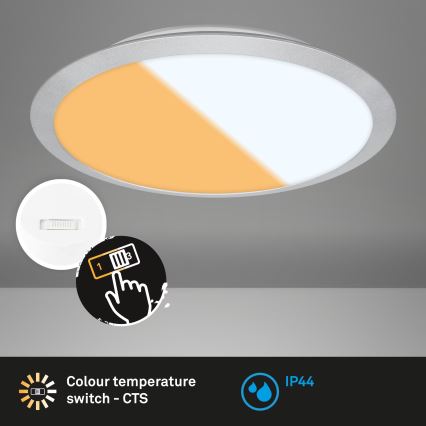 Brilo - LED потолочный светильник для ванной комнаты CTS LED/21W/230V 3000/4000K IP44 диаметр 37 см матовый хром