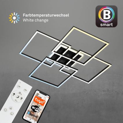 Brilo - Светодиодный диммируемый потолочный светильник FRAME LED/50W/230V 2700-6500K 72,4x72,4cm чёрный Wi-Fi Tuya + пульт дистанционного управления