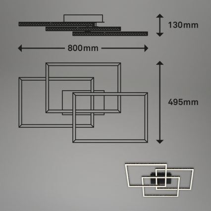 Brilo - Светодиодный потолочный светильник с регулированием яркости FRAME LED/57W/230V 3000K черный