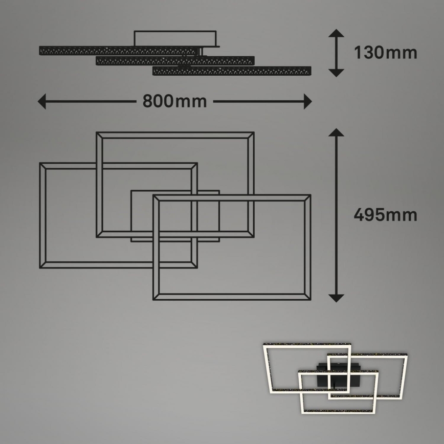 Brilo - Светодиодный потолочный светильник с регулированием яркости FRAME LED/57W/230V 3000K черный