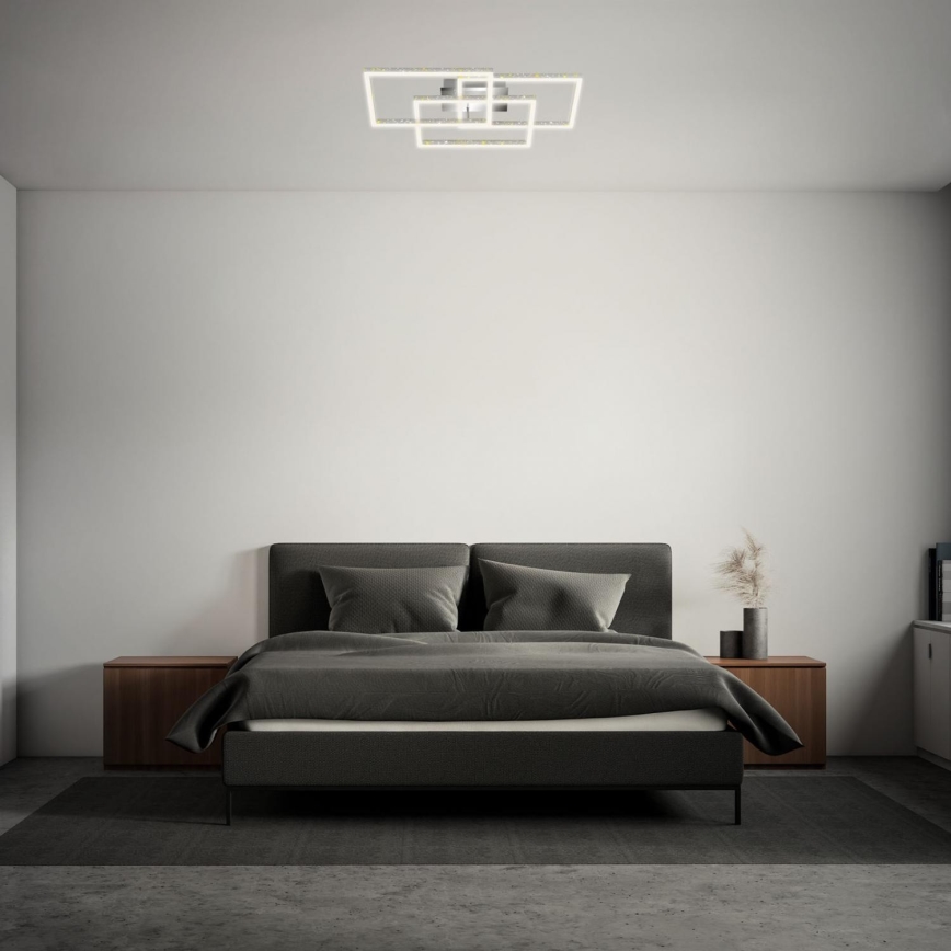 Brilo - Светодиодный потолочный светильник с регулированием яркости FRAME LED/57W/230V 3000K матовый хром